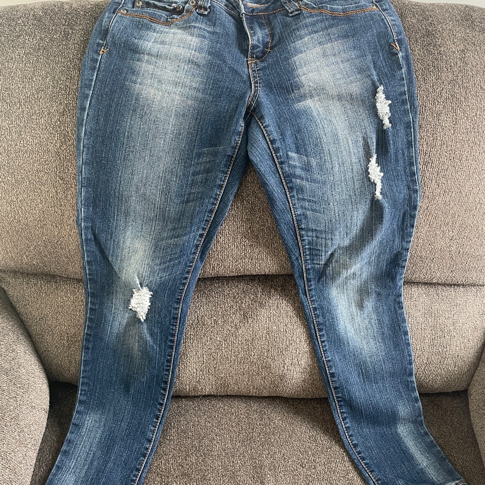 Women's Blue Distressed Jeans